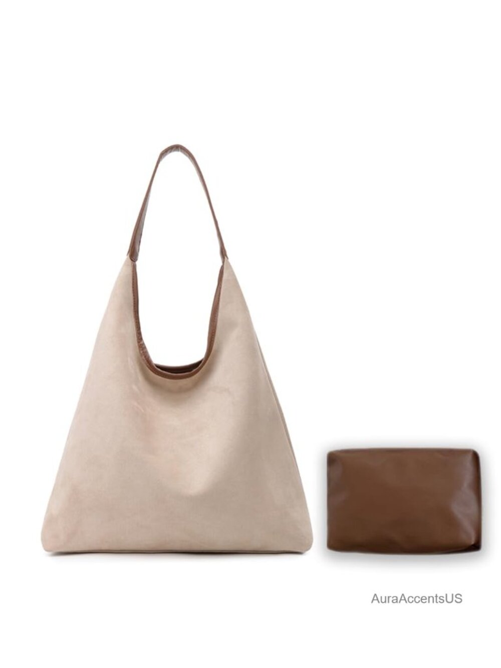 Faux Suede Tote Bag Large Capacity Everyday Shoulder Purse